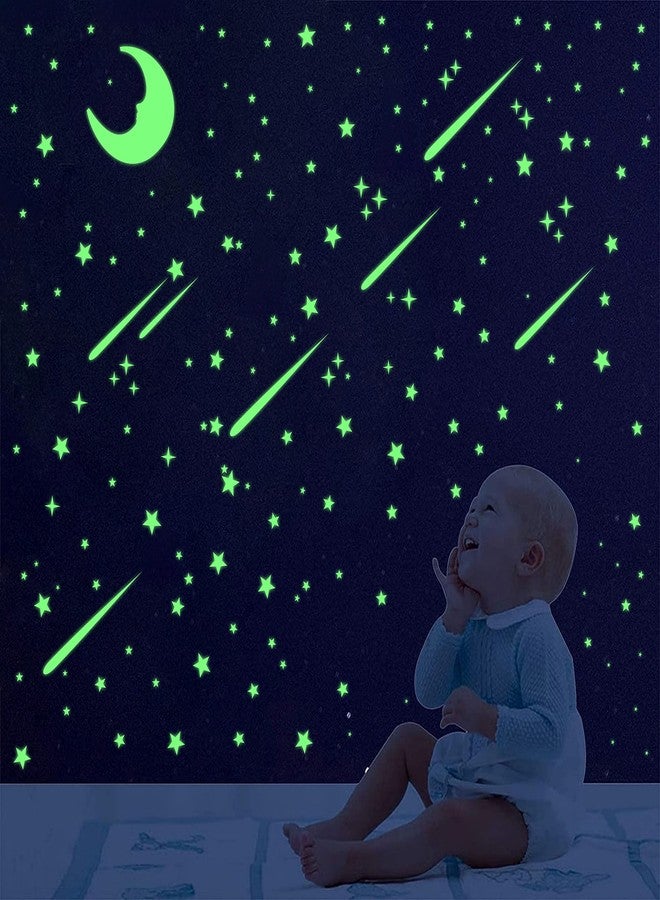 DreamKraft ملصقات دريم كرافت المضيئة في الظلام، مجرة النجوم مع القمر، ملصقات ليلية مشعة (أخضر، 231 قطعة) ذاتية اللصق - Image 1